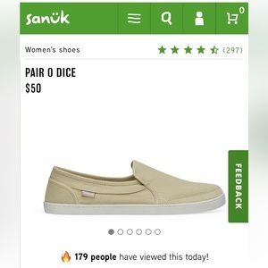 NWOT Sanuk pair o dice slip ons